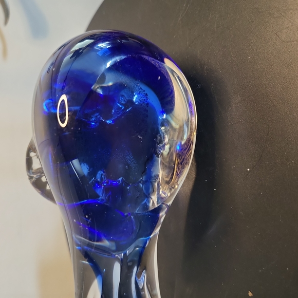 Hand Blown Glass Blue Bird with Gold Flakes - Picture 8 of 10